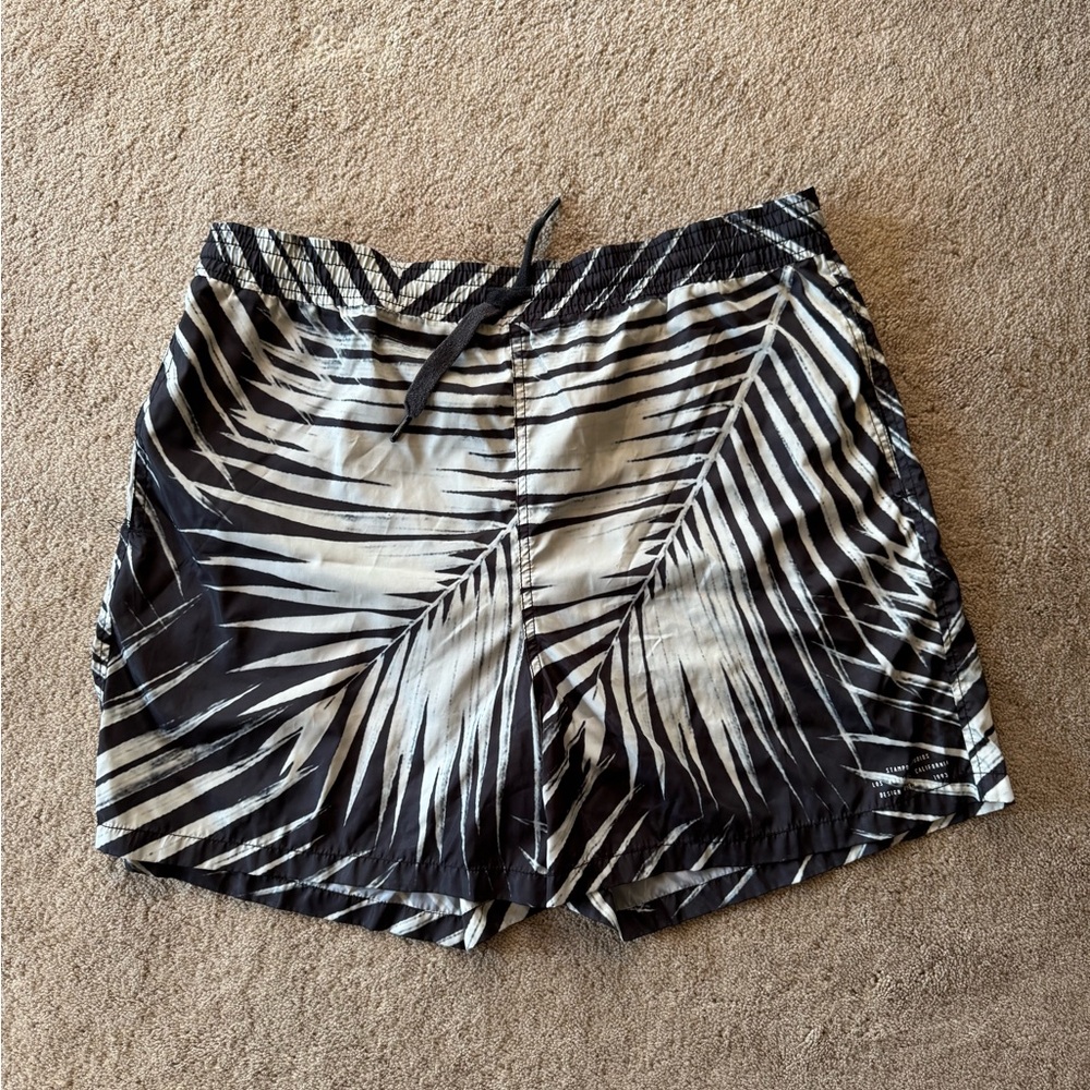 STAMPD LA Studios Black and Grey Palm Leaf Board Swim Shorts Mens XXL
